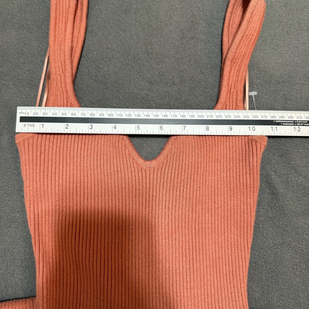 Beige Botany Maxi Dress Ribbed Knit Bodycon Small Rust - Picture 5 of 7